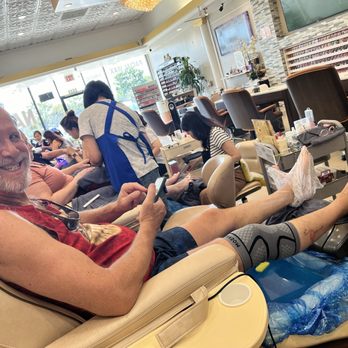 New Nails & Spa - Happy with his gel nail art!!! - Nail Salons Near Me - Huntington Beach, California