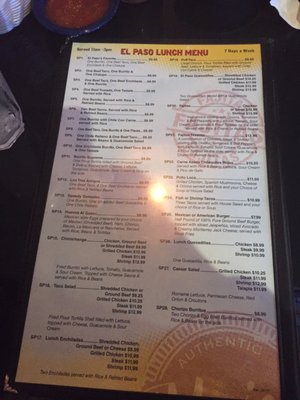 Menu photo 2 El Paso Mexican Grill Chalmette, LA