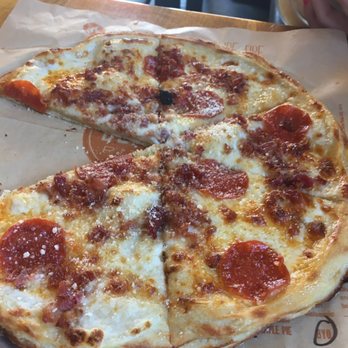 Blaze Pizza - High-rise crust, white sauce, mozzarella, parmesan, pepperoni and bacon. - Salad Near Me - Asheville, North Carolina