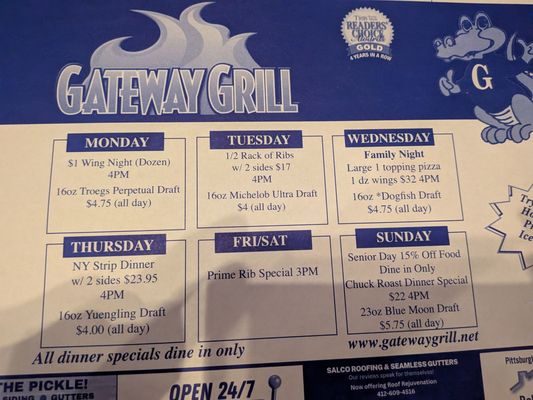 Menu photo 2 Gateway Grill Monroeville, PA Menu photo 2 Gateway Grill Monroeville, PA