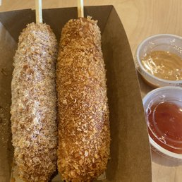 Chungchun Original Hotdog; and Cheddar Cheese Hotdog Chungchun Original Hotdog; and Cheddar Cheese Hotdog
