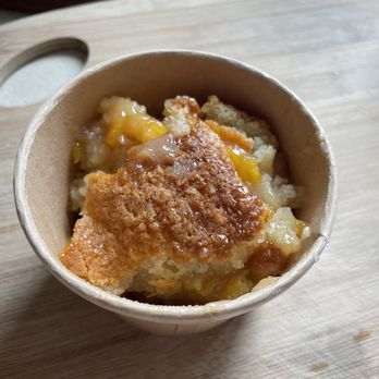 Thornbee Farm - Peach cobbler to go. It was still warm when I got home! - Farmers Market Near Me - Walworth, New York