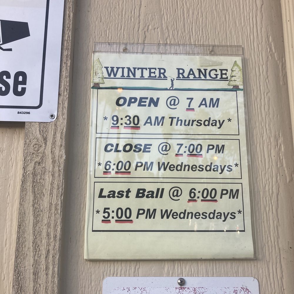 Driving range winter hours Driving range winter hours