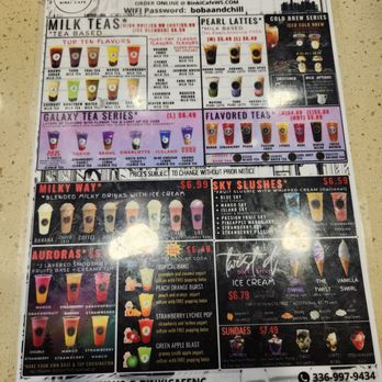 Binki Cafe - Winston Salem - The drink menu. - Bubble Tea Near Me - Winston-Salem, North Carolina