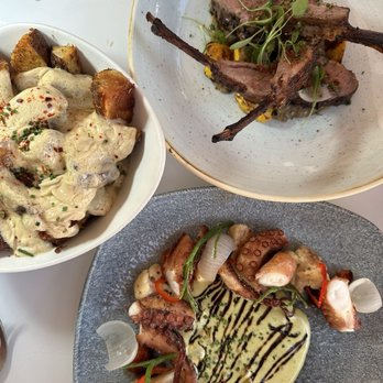 Hau Tree - octopus, potatoes side, lamb chops - Seafood Near Me - Honolulu, Hawaii Hau Tree - octopus, potatoes side, lamb chops - Seafood Near Me - Honolulu, Hawaii