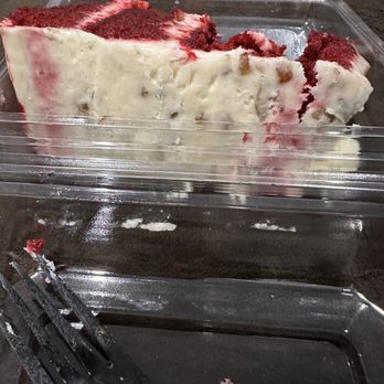 Cake Bar - Red Velvet Cake slice that shows that it has nuts in it. - Patisserie/Cake Shop Near Me - Dallas, Texas Cake Bar - Red Velvet Cake slice that shows that it has nuts in it. - Patisserie/Cake Shop Near Me - Dallas, Texas