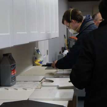 DIY Academy - Tile, Grout & Thinsets Workshop:  Learning how to cut scribe tile for around a toilet flange. - Vocational & Technical School Near Me - Chantilly, Virginia