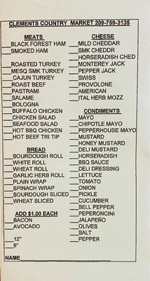 Menu photo 2 Clements Country Market Clements, CA Menu photo 2 Clements Country Market Clements, CA