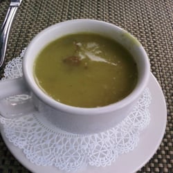 Cremini Mushroom, Leek & Potato w/ Truffle Oil. The soup actually looks more attractive than in the pic