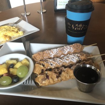 The Nest Cafe - Scrambled eggs with cheese, fruit, hot chocolate and Lolly Waffles - Coffee & Tea Near Me - Alpharetta, Georgia
