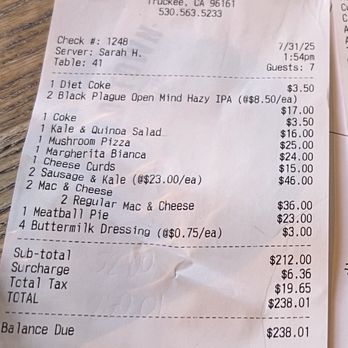 Old Town Tap - Double charged for the Mac and cheese - Pizza Near Me - Truckee, California