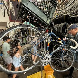 Sacramento Bicycle Kitchen - After installing cables and derailleur