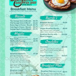 Salty Hook Sandwich Shop Crystal River Breakfast Menu