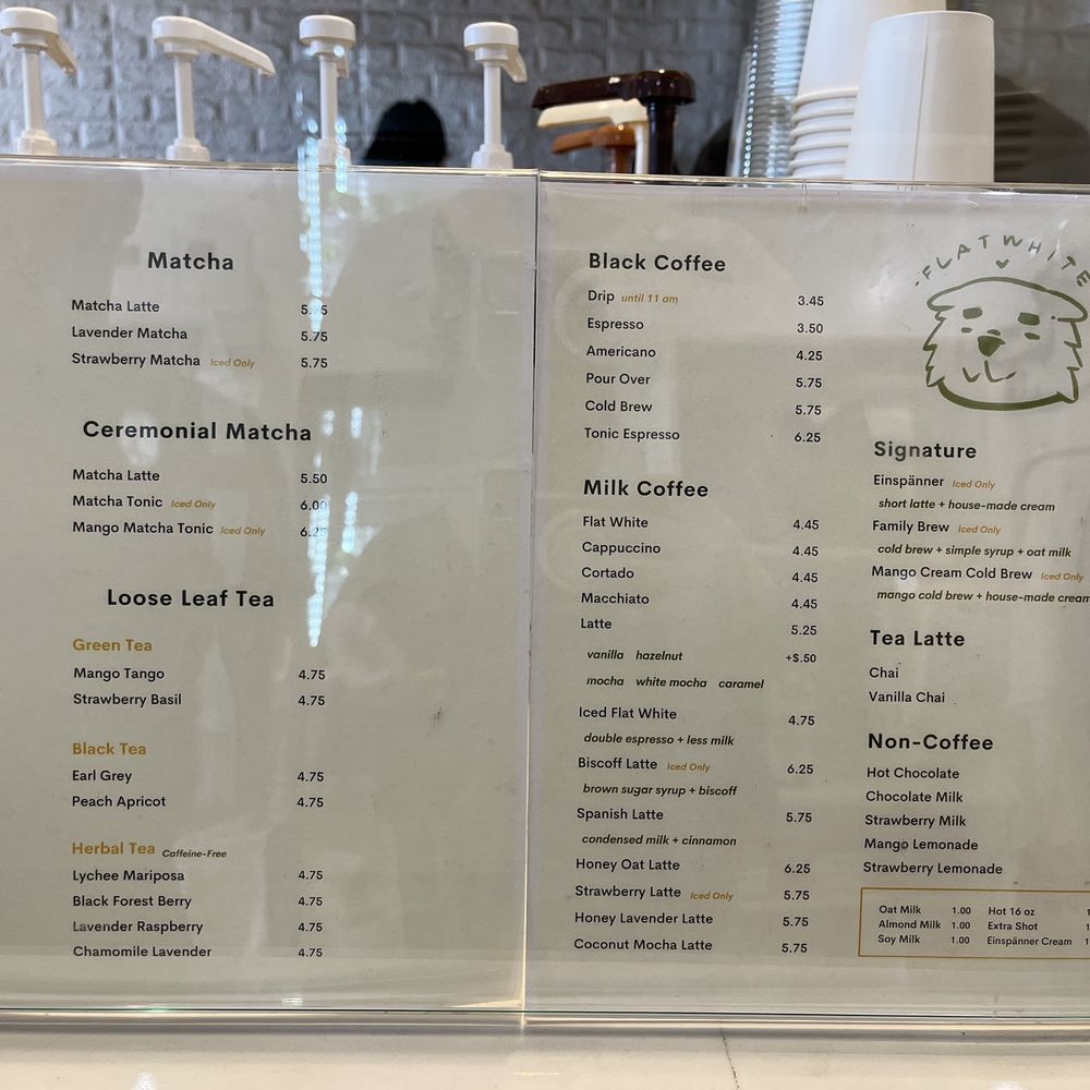 Flat White Coffee - Menu - May 2024 - Cafes Near Me - Cypress, California Flat White Coffee - Menu - May 2024 - Cafes Near Me - Cypress, California