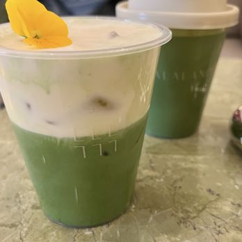 La La Land - Yellow rose matcha latte, Okinawa matcha latte - Cafes Near Me - Beverly Hills, California