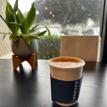 Roots Cafe - hot Honey Oat Latte with oat milk. - Cafes Near Me - Cerritos, California