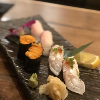 EBESU Robata & Sushi - Various nigiri (I think uni, sea bream, and amberjack) - Sushi Bars Near Me - Plano, Texas