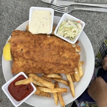 Rose Cove Cafe - Fish&Chips! Big portion - share size! And so perfectly breaded and fried! - Seafood Near Me - Ogunquit, Maine