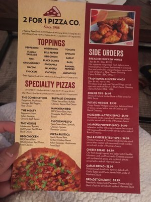 Menu photo 6 2 For 1 Pizza Los Angeles, CA