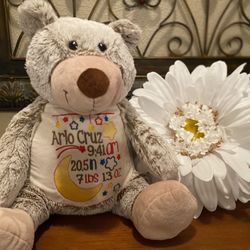 Faithfully Blessed Embroidery - Custom Embroidered Birth Bear