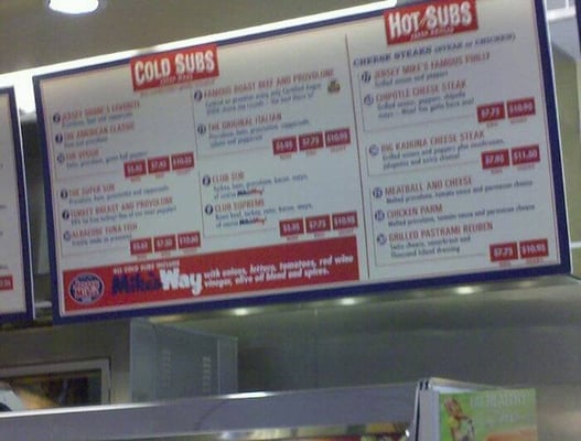 Menu photo 4 Jersey Mike's Subs La Canada, CA