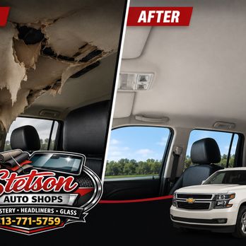 Stetson Auto Shops - Sagging headliner? Stetson Auto Shops restores truck and car interiors fast & clean! Houston auto upholstery experts. #HeadlinerRepair - Auto Upholstery Near Me - Houston, Texas Stetson Auto Shops - Sagging headliner? Stetson Auto Shops restores truck and car interiors fast & clean! Houston auto upholstery experts. #HeadlinerRepair - Auto Upholstery Near Me - Houston, Texas
