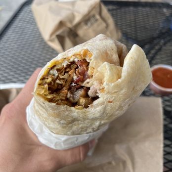 Nate's Korner - Inside of the 2 meat/2 egg burrito - Breakfast & Brunch Near Me - Santa Ana, California