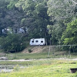 Wolf Lake Resort & Campground - View from Lake lot of one of the 'nice' playgrounds