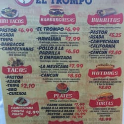 Taqueria El Trompo - The menu. There is also a breakfast menu.