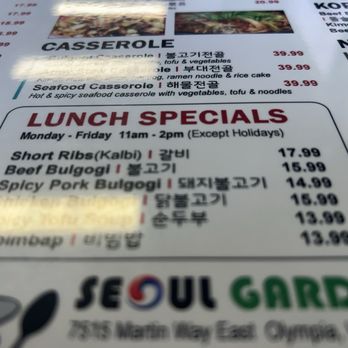 Seoul Restaurant - Lunch menu! - Korean Near Me - Olympia, Washington