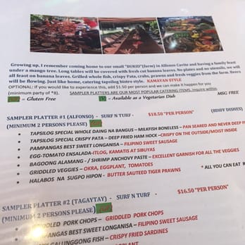 Tapsilog Bistro - I love that they indicate what's gluten free!! - Filipino Near Me - Campbell, California
