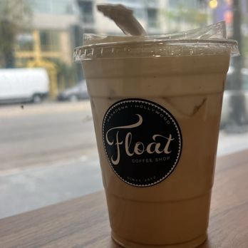 Float Hollywood - Iced vanilla latte with cold foam on top - Coffee & Tea Near Me - Los Angeles, California