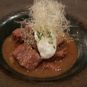 EBESU Robata & Sushi - A special - braised beef tongue with sour cream sauce and spun sugar - Sushi Bars Near Me - Plano, Texas