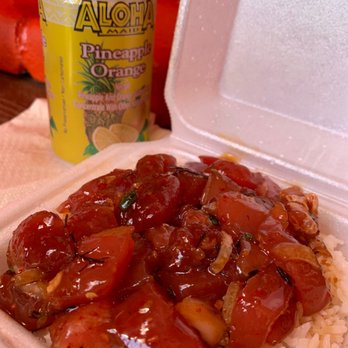 Ono Seafood - Shoyu ahi meal w/ pineapple orange drink - Seafood Near Me - Honolulu, Hawaii Ono Seafood - Shoyu ahi meal w/ pineapple orange drink - Seafood Near Me - Honolulu, Hawaii