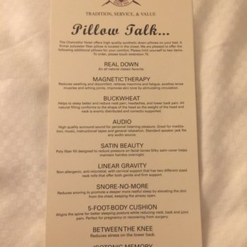 This Hotel Has A Pillow Menu Yelp