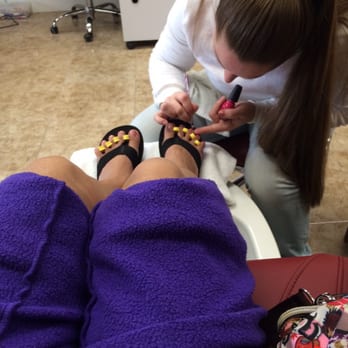 Studio Nailz - Christina taking her time painting my toes. - Nail Salons Near Me - Newport, Rhode Island