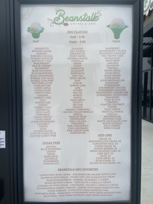 Menu photo 2 Beanstalk Coffee and Sno Norman, OK