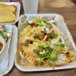 Mikey V's Tacos On The Square & Hot Sauce Shop - Pop's crispy and al pastor. Both pretty good!