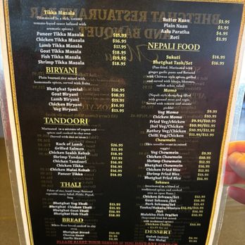 Bhetghat - Menu, back side - Bars Near Me - Irving, Texas