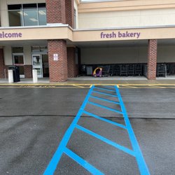 Blue Cross walk leads to a 1-3/4" curb