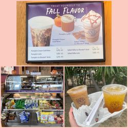 The Coffee Bean & Tea Leaf - Cold BrewCold Brew Vietnamese Coffee, Cold BrewMango Cold Brew Tea, Fall Flavor menu, & pastry and grab n' go case.