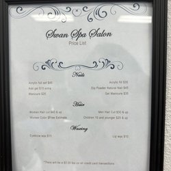Swan Spa Salon - Price List
