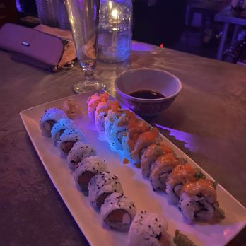 Iron Cow - Volcano roll and Philly roll - New American Near Me - Orlando, Florida Iron Cow - Volcano roll and Philly roll - New American Near Me - Orlando, Florida