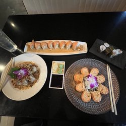 Sushi Bomb, Sunset Roll, Yellowtail Roll, and the Butterfly Roll