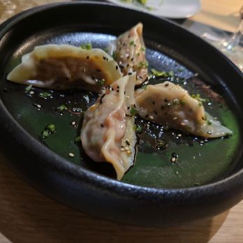 Oise Ristorante - Gyoza with broth on side.   Very good - Wine Bars Near Me - Fort Myers, Florida