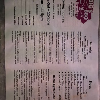 Big's BBQ & Brew Pub - Menu - Barbeque Near Me - Mt Vernon, Iowa