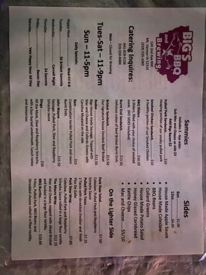 Menu photo 4 Big's BBQ & Brew Pub Mt Vernon, IA