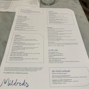 Mildreds - Menu - Vegan Near Me - London, XGL