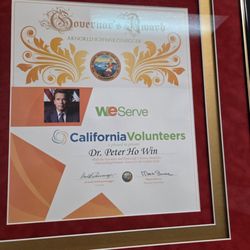 Peter Ho Win, MD - WOW! What an Honor to received California Volunteers!)