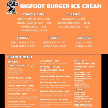 Bigfoot Burger - Menu - Burgers Near Me - Manson, Washington Bigfoot Burger - Menu - Burgers Near Me - Manson, Washington